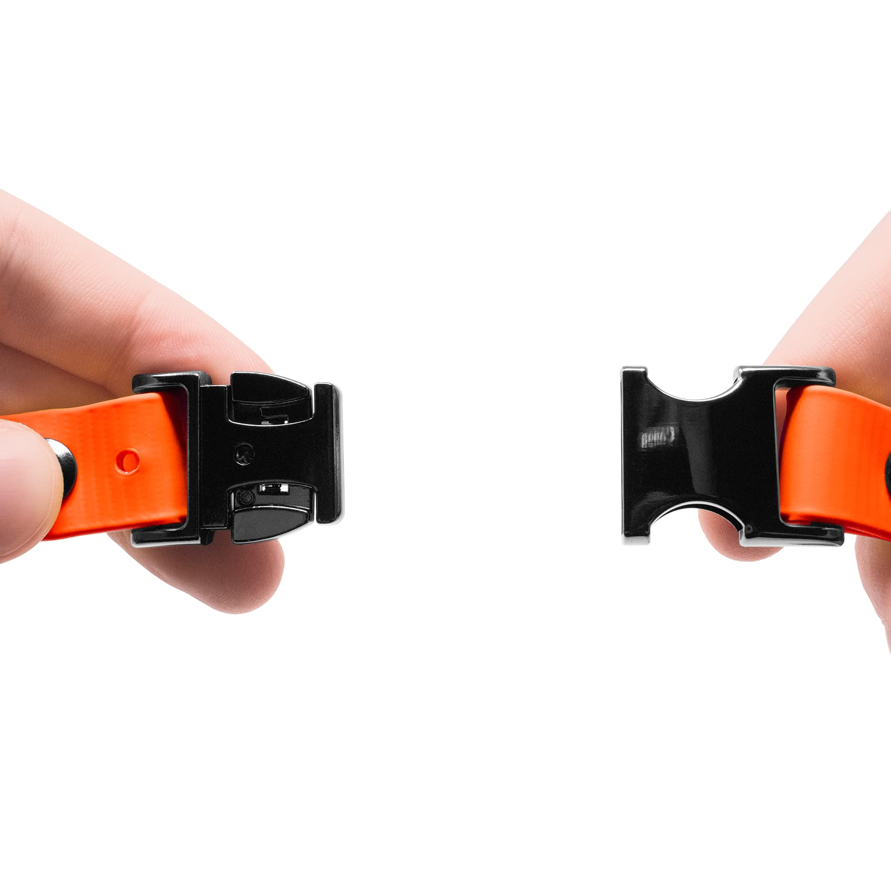 Educator Quick Snap Bungee Dog Collar, Biothane, Waterproof, Odorproof, Easy Connect And Disconnect Clasp And D Ring With Comfort Bungee Loop, Adjustable For Custom Fit, 3/4-Inch, Orange