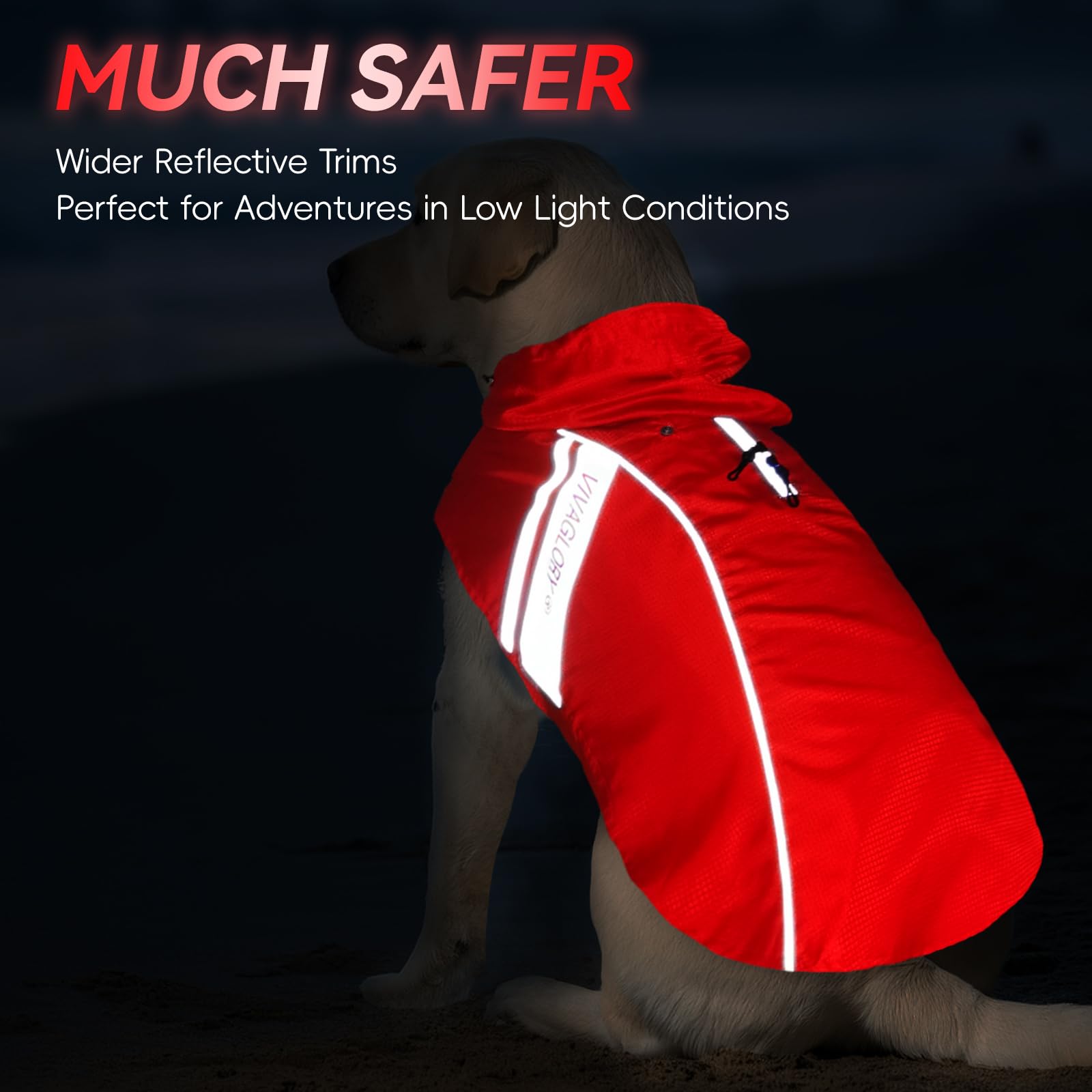 VIVAGLORY Dog Raincoat for Small Dogs, Easy on & Off Pet Rain Clothes, Reflective Lightweight Breathable Dogs Safety Vest Jacket