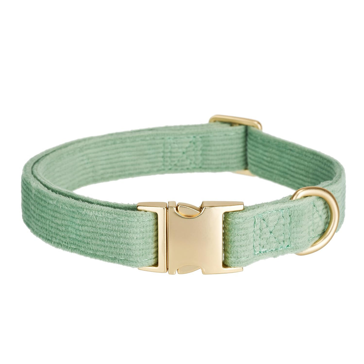 YUDOTE Soft Cotton Dog Collar with Metal Buckle Adjustable Heavy Duty Comfy Corduroy Collars for Small Medium Large Dogs,Grass G