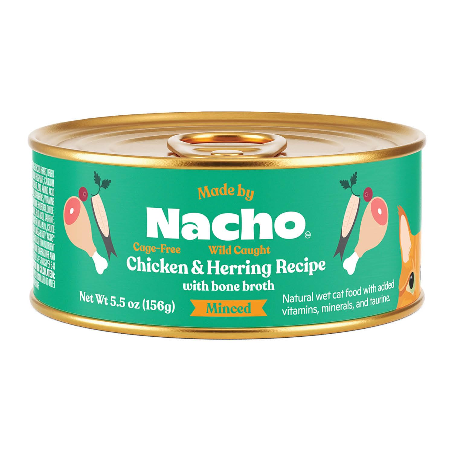 Made by Nacho Wild-Caught Chicken & Herring Recipe with Bone Broth Minced Wet Cat Food, 3-oz can, Case of 24