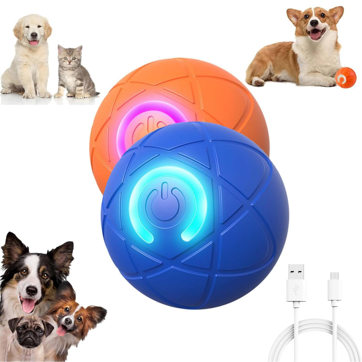 Smart Jumping Ball For Dogs,Shaky Ball Toy For Dogs,Vibrating Do G  Balls,Usb Rechargeable Shaky Balls Dog Toy,Interactive Dog Bo