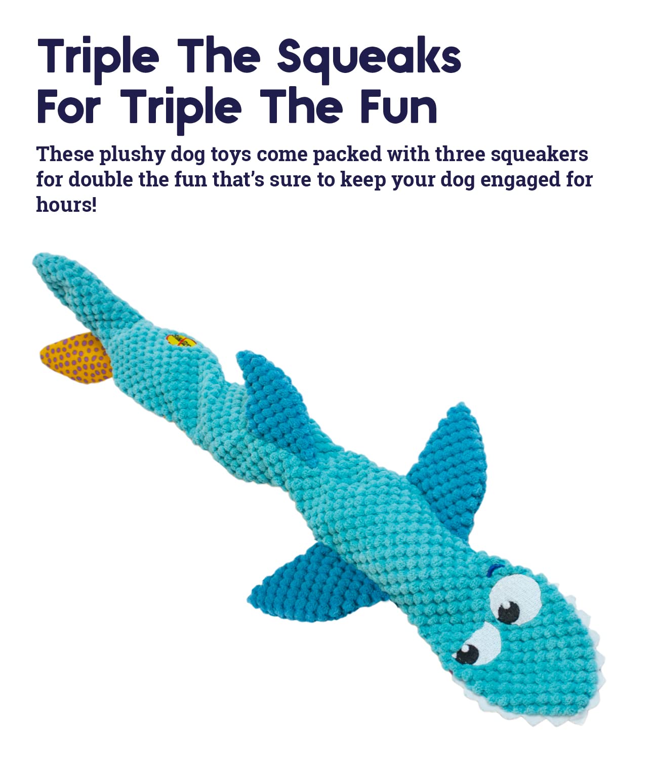 Petstages Stuffing-Free Floppy Shark Plush Dog Toy, Large
