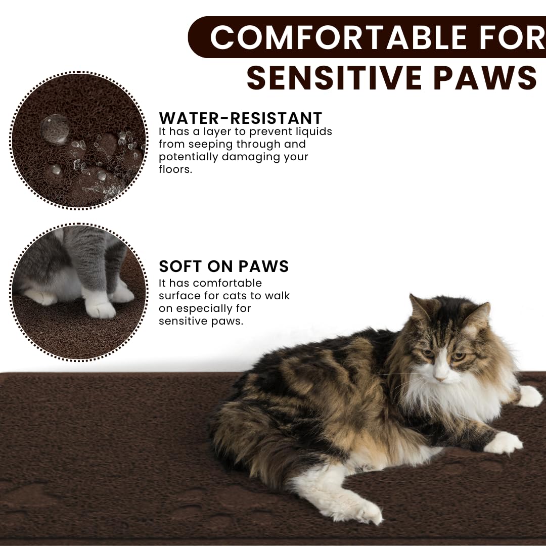 Andalus Medium Cat Litter Mat, Pack Of 1 - Waterproof, Non-Slip & Easy To Clean Cat Litter Box Mat For Extra Efficient Pet Litter-Trapping, Brown (23.5” X 15.75”)