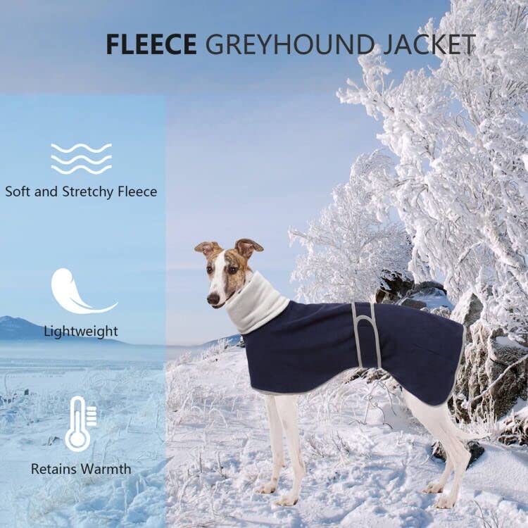 Greyhound Cosy Fleece Jumper, Dog Winter Coat With Warm Fleece Lining, Outdoor Dog Apparel With Adjustable Bands For Medium, Lar