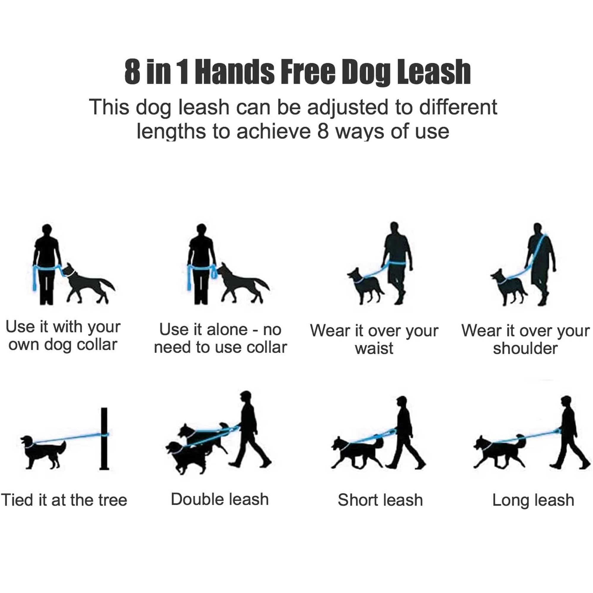 Mile High Life Hands Free Dog Leash, Crossbody Waist Leash With Genuine Leather Connection, Multifunctional Adjustable Slip Lead