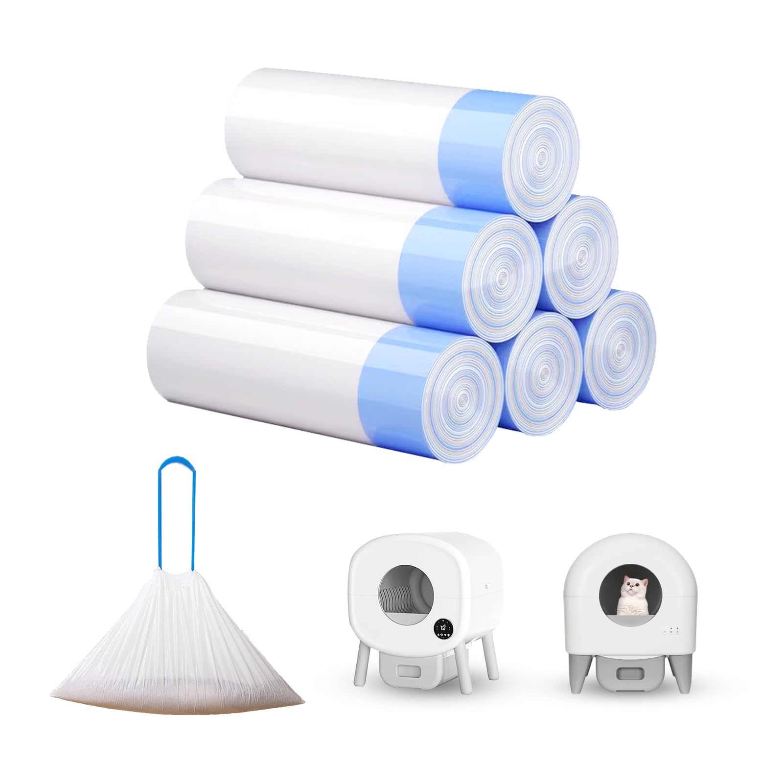 120 Count Cat Litter Box Liners For Fumoi And Fsitego Self Cleaning Litter Box, Extra Thick Heavy Duty Cat Litter Bags Replaceme