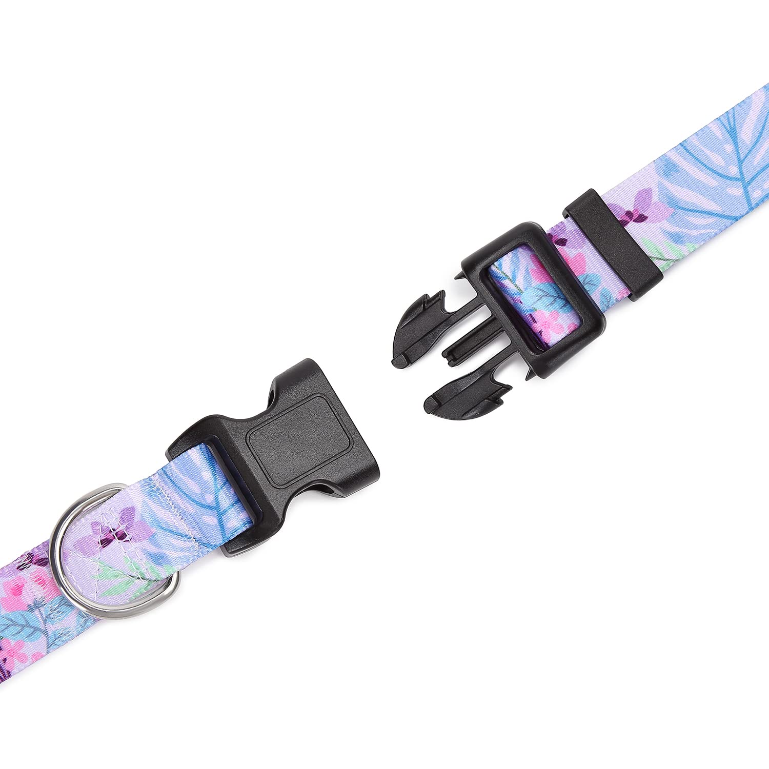 Suredoo Adjustable Dog Collar With Patterns, Ultra Comfy Soft Nylon Breathable Pet Collar For Small Medium Large Dogs (S, Purple Flower)