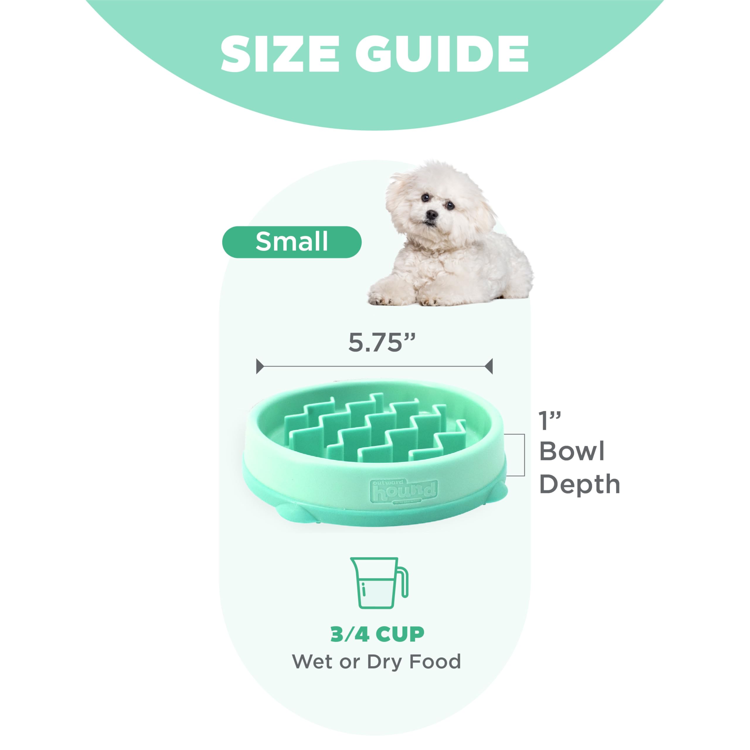 Outward Hound Small Fun Feeder Slow Bowl, Puzzle for Fast Eaters, Puppies, Cats & Small Dogs, Wet or Dry Food, Helps Prevent Blo