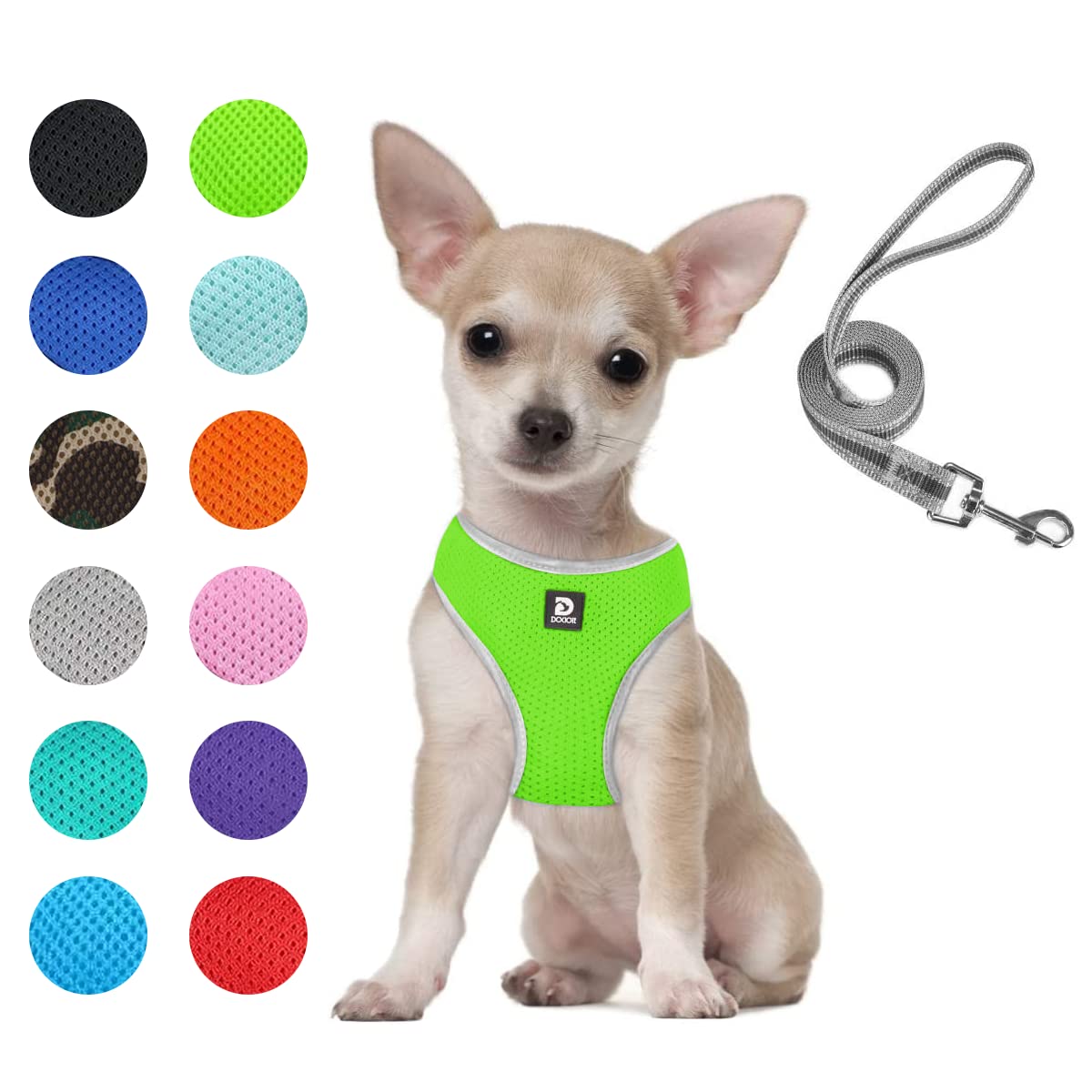 Puppy Harness And Leash Set - Dog Vest Harness For Small Dogs Medium Dogs- Adjustable Reflective Step In Harness For Dogs - Soft Mesh Comfort Fit No Pull No Choke (S, Light Green)