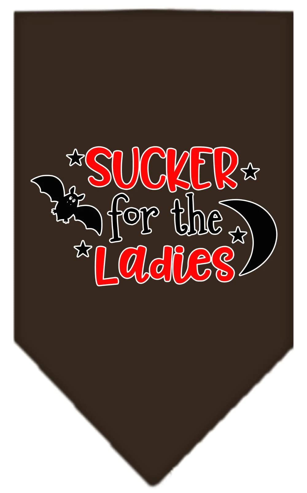 Halloween Pet and Dog Bandana Screen Printed, &quot;Sucker For The Ladies&quot; Cocoa Large