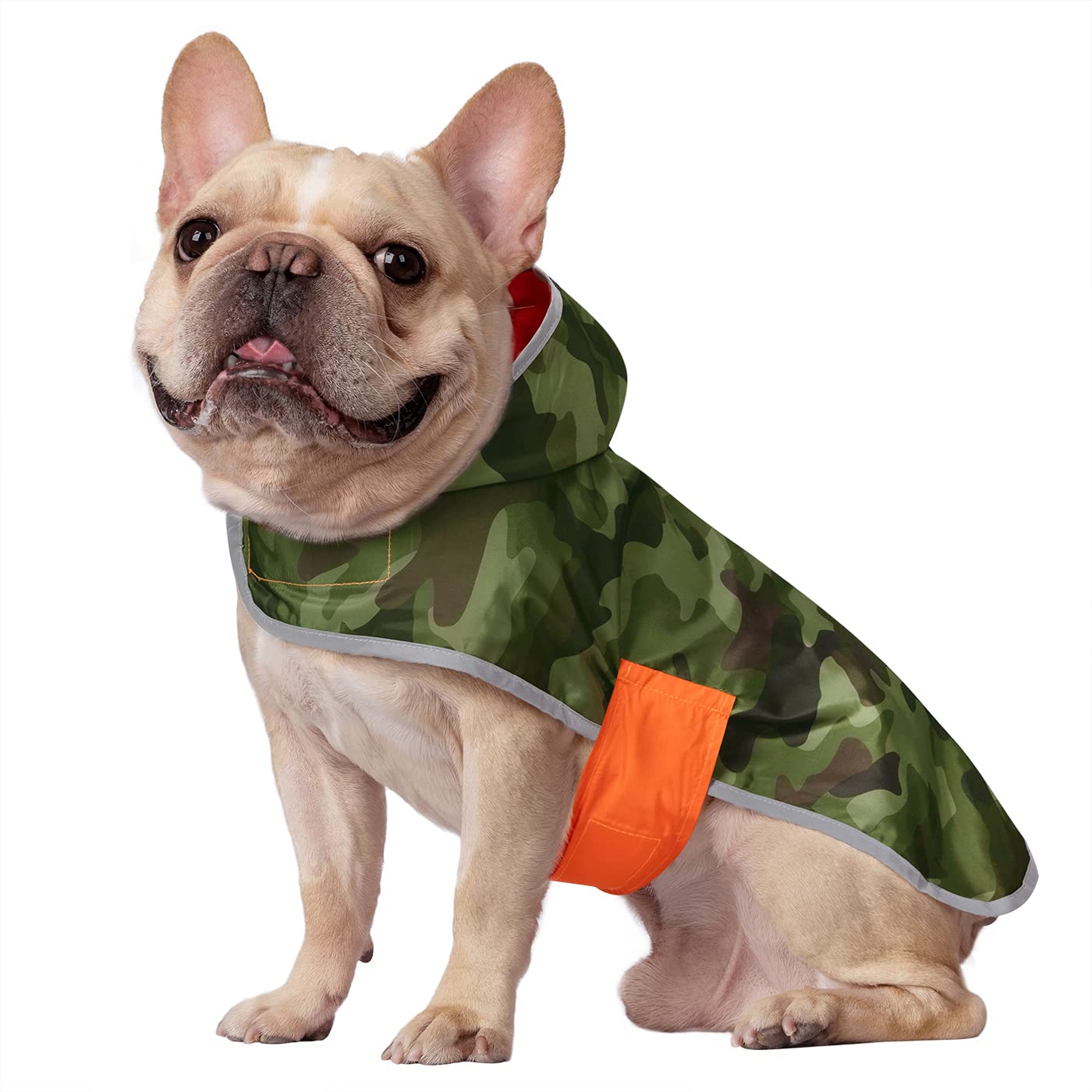 HDE Reversible Dog Raincoat Hooded Slicker Poncho Rain Coat Jacket for Small Medium Large Dogs Camo Orange - S