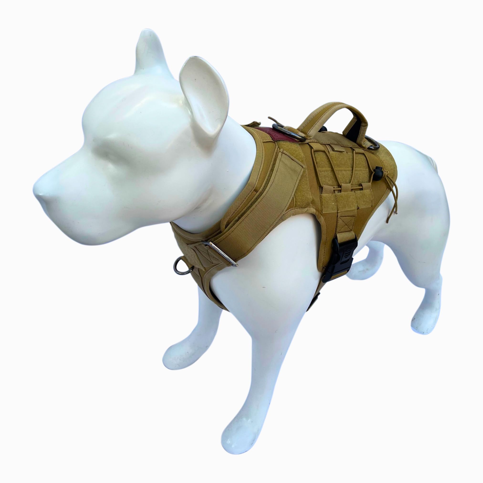 Albcorp Tactical Dog Harness - Heavy Duty, No-Pull Training Vest For Large Breeds, Military Service Dog Vest With Front Leash Clip, Hook & Loop Panels, Padded Handle – Coyote Brown, Medium