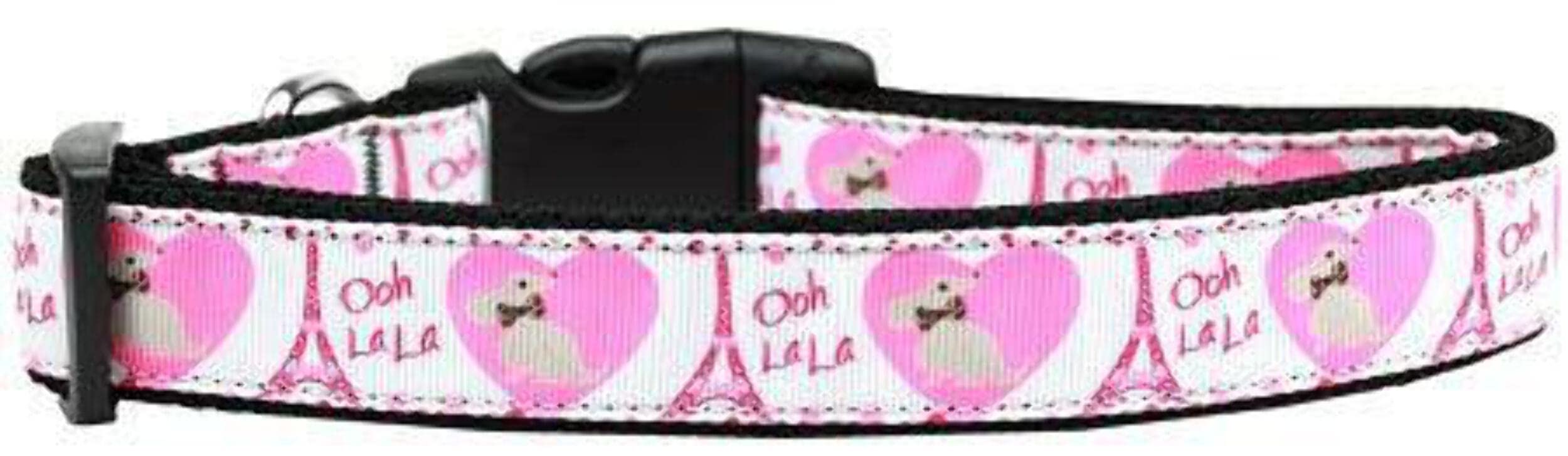 Pet Dog & Cat Nylon Collar or Leash, &quot;Oh La La Paris&quot; XL Collar