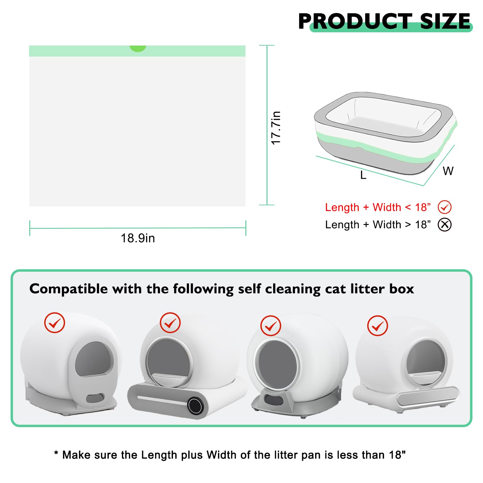 100 Pack Cat Litter Box Liner Bags Compatible With Self-Cleaning Cat Litter Box, Thick Heavy Duty Drawstring Automatic Kitty Lit