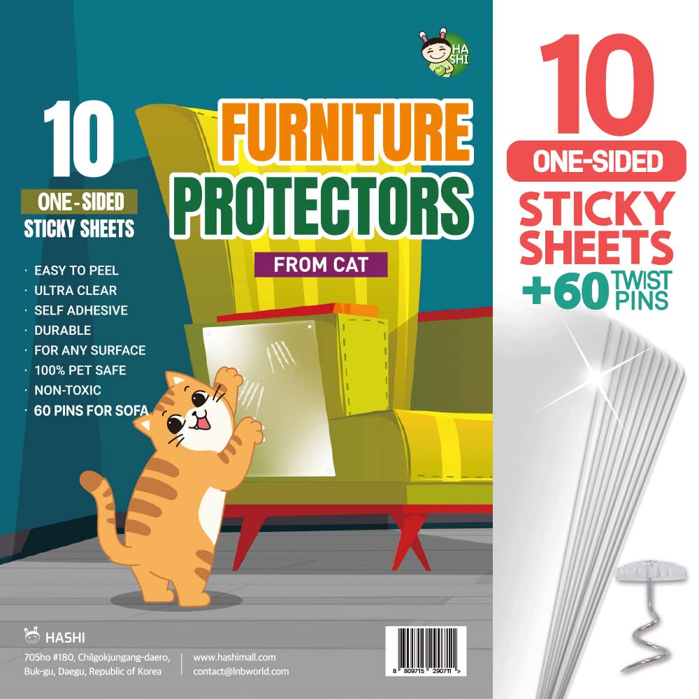 Ha Shi Cat Scratch Protector - Furniture Shield Sheets Or Sticky Tape, Large Coverage, Pet Safe (Single-Sided)