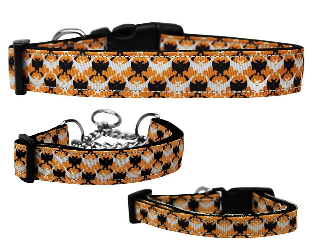 Halloween Pet Dog & Cat Nylon Collar or Leash, &quot;Bat Argyle&quot; LG Collar