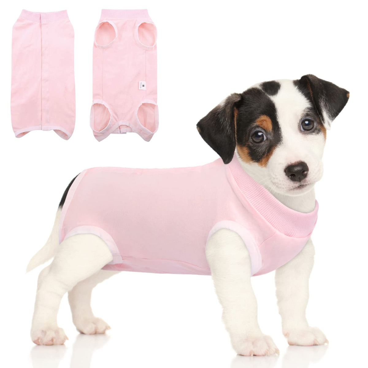 Sawmong Dog Recovery Suit, Recovery Suit For Dogs After Surgery, Dog Spay Surgical Suit For Female Dogs, Dog Onesie Body Suit For Surgery Male Substitute Dog E-Collar Cone, Pink, X-Small