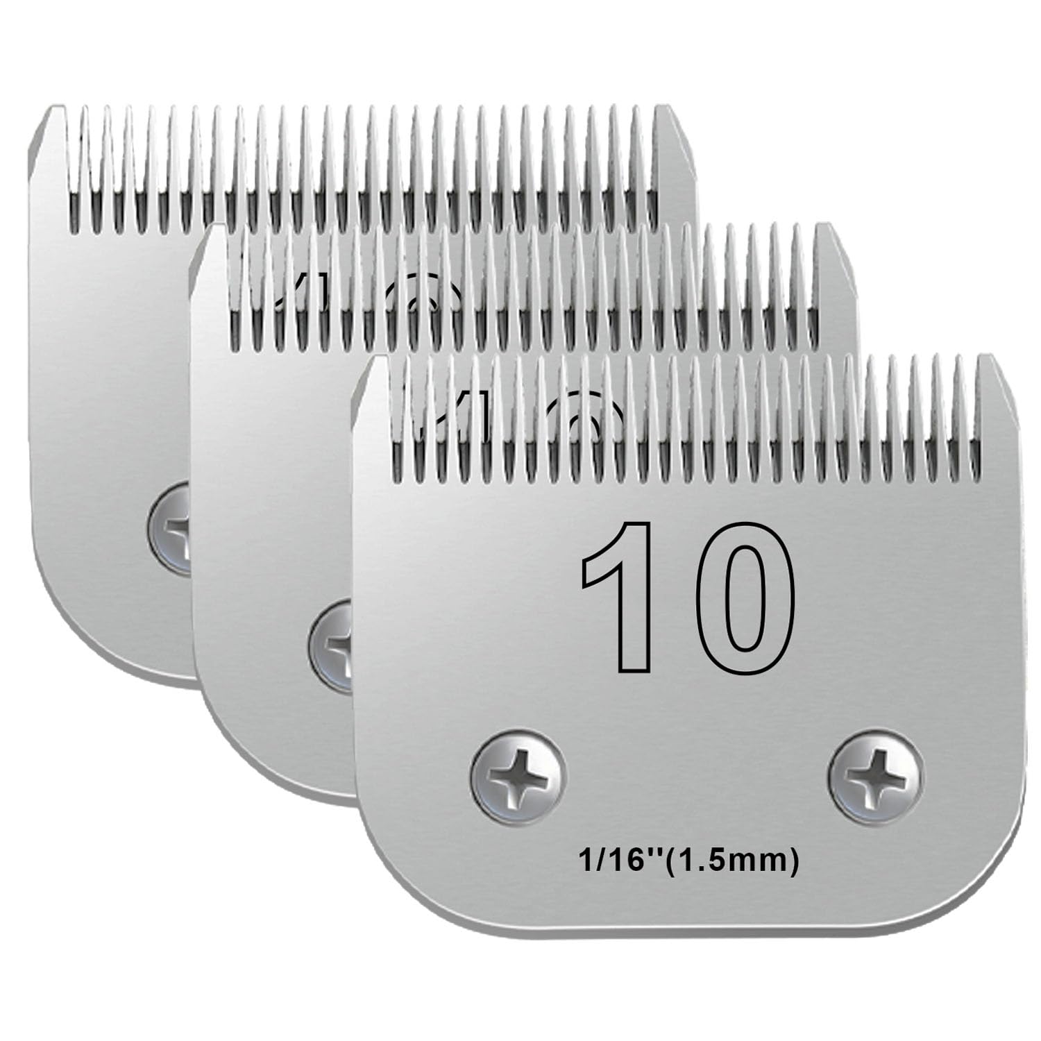 3Pcs 10 Blades Dog Grooming Blades Compatible With Andis,Oster A5,Wahl Km10 Dog Clippers,Size-#10, 1/16-Inch Cut Length (3Pcs #1