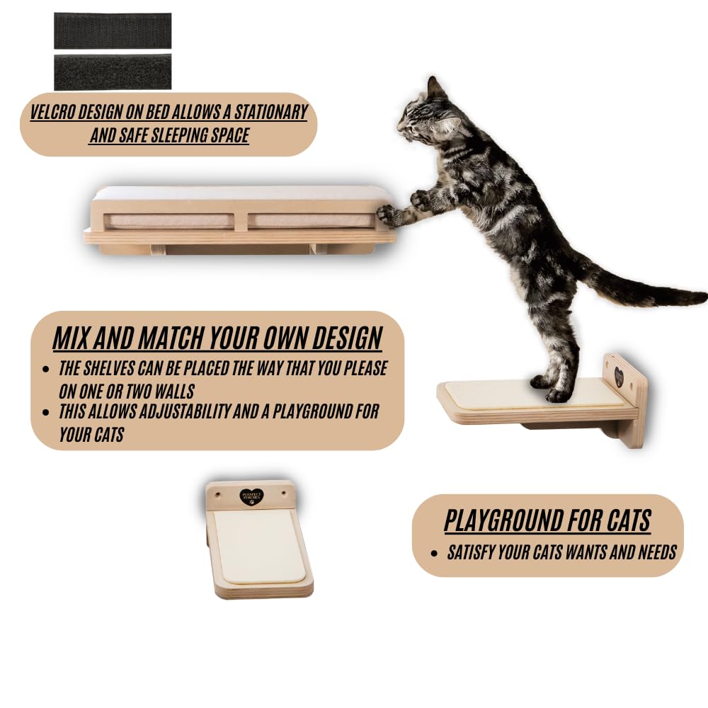 Cat Wall Shelves Purrfect Perches Cat Tree Simple Lightweight Sleek Comfortable Cushion With Fastener Shelves For Wall, Shelf Fu