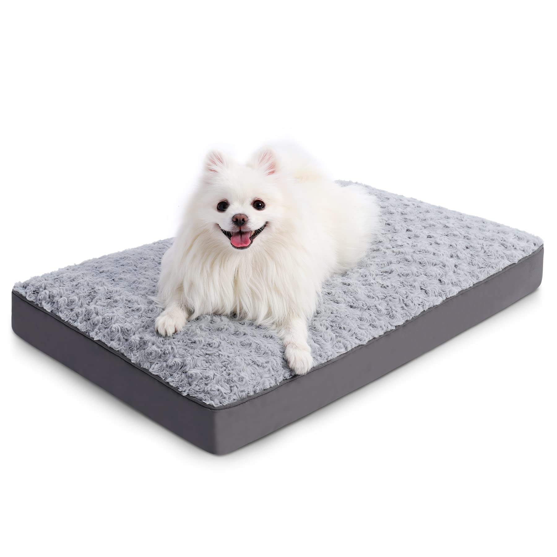 Dog Crate Bed Waterproof For Medium Dogs - Rose Velvet Soft Fluffy Washable With Removable Cover & Anti-Slip Bottom, 29 X 18 Inc