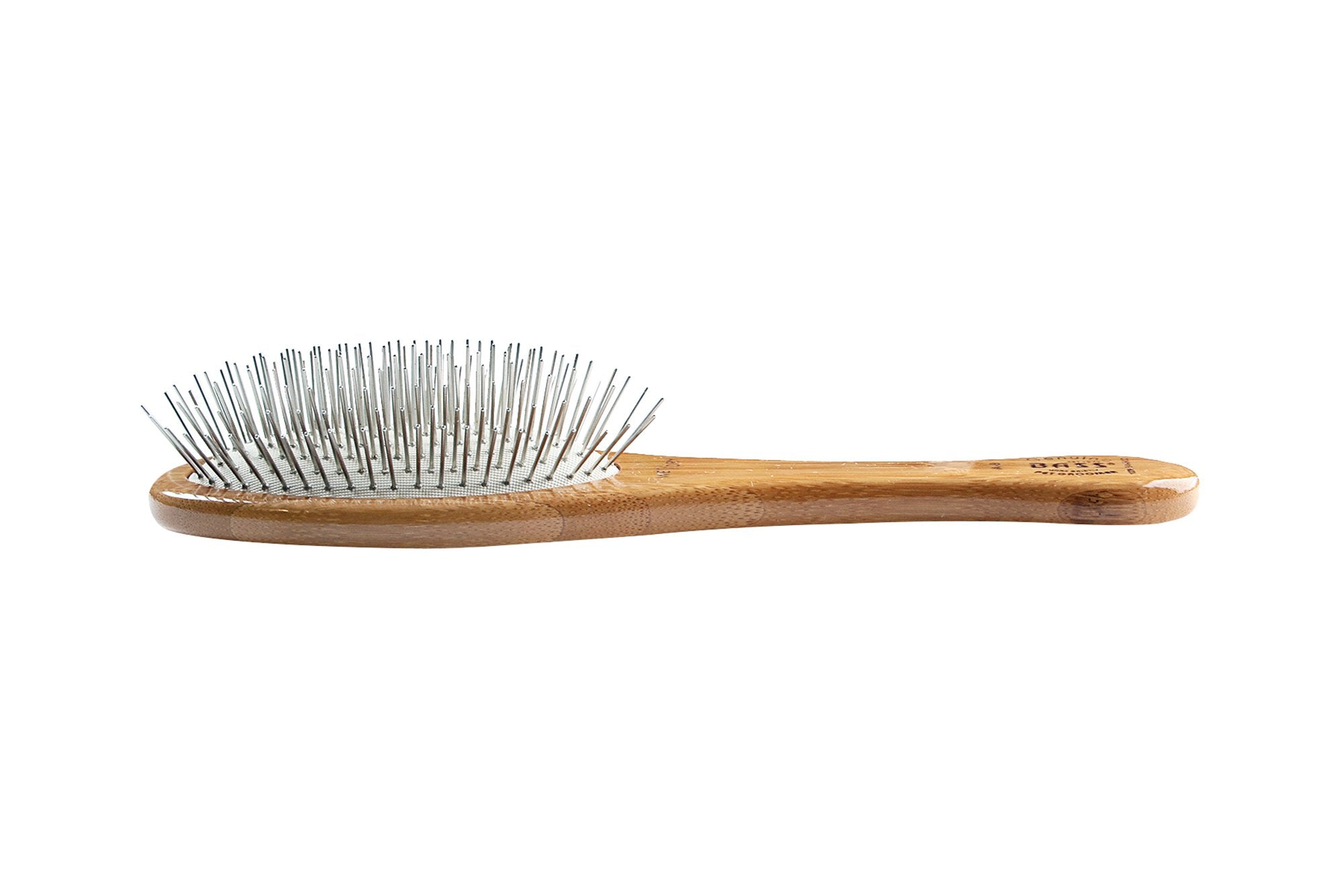 Style & Detangle Pet Brush Alloy Pin | Pure Bamboo Handle | Medium Oval | Dark Finish | Model A9-Db