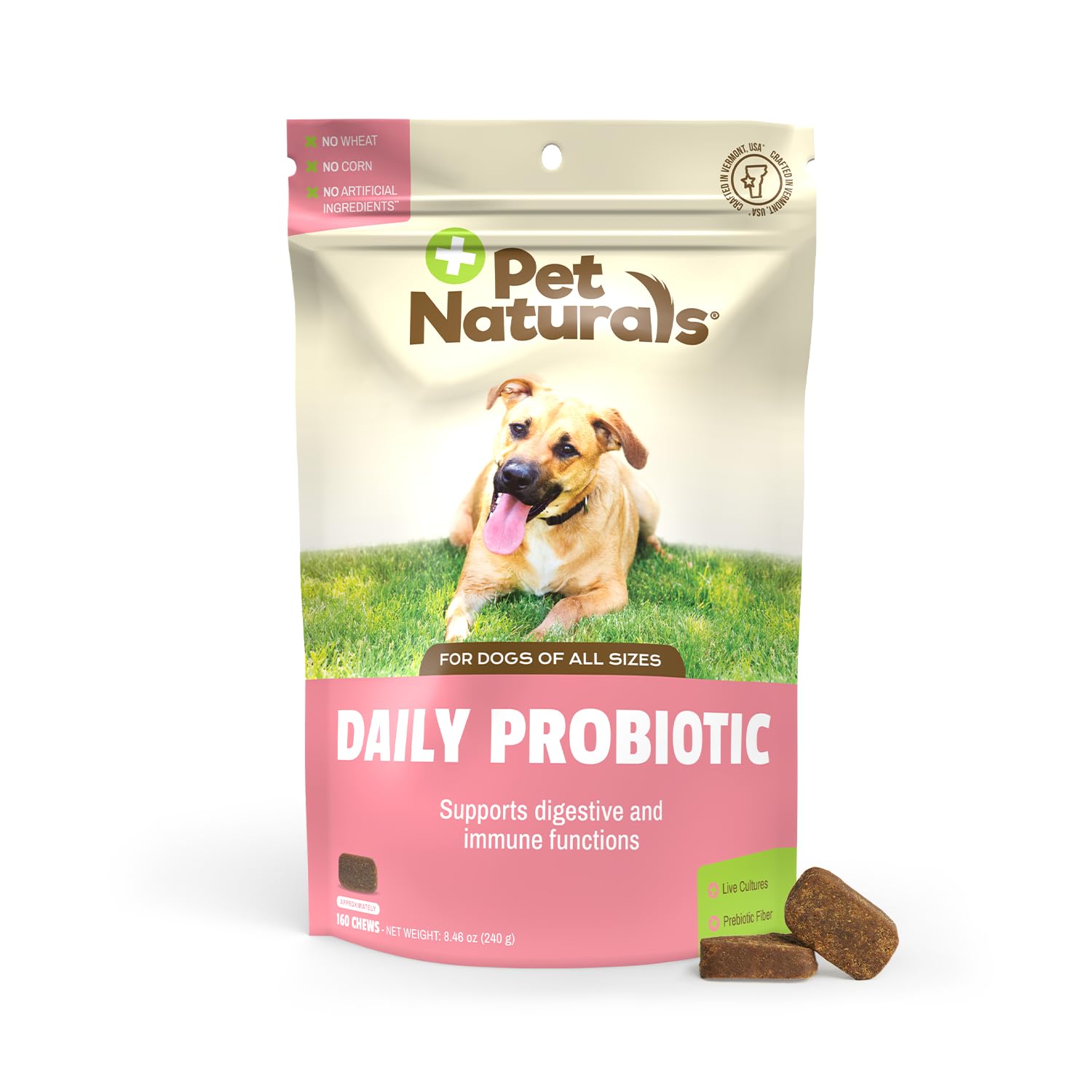 Pet Naturals Daily Probiotic for Dogs, 120M CFUs - Pre and Probiotics for Dogs Digestive Health, Gut Health, Immune Support, Dia