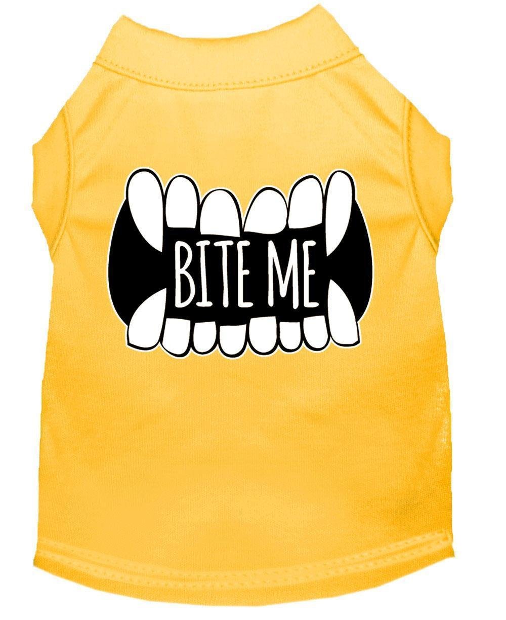 Bite Me Screen Print Dog Shirt Yellow Sm 10