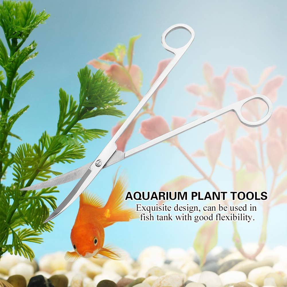 Aquascape Tools, 25cm Stainless Steel Aquarium Plant Scissors Extra Long Aquarium Trim Tool aquarium cleaning tools for Aquatic