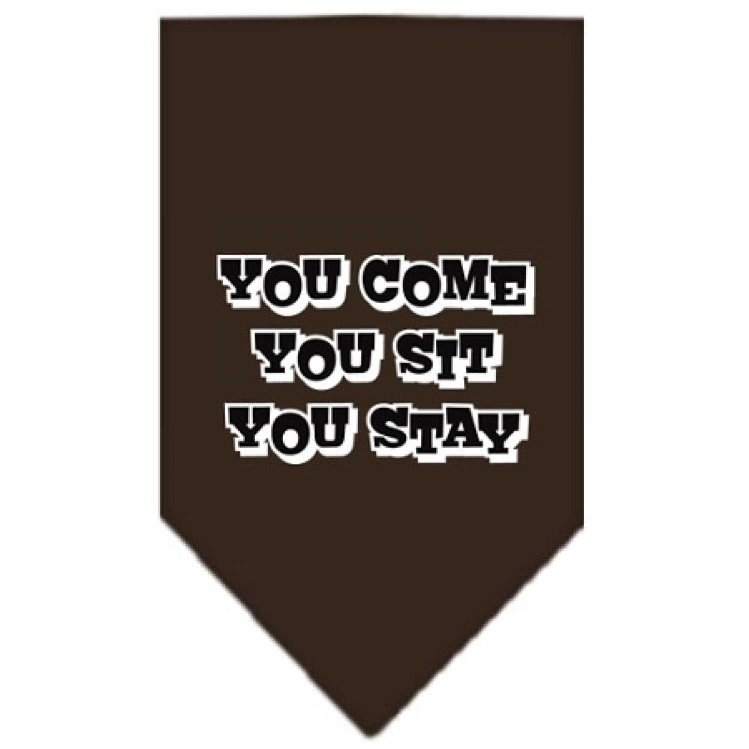 Mirage Pet Products You Come, You Sit, You Stay Screen Print Bandana, Large, Cocoa