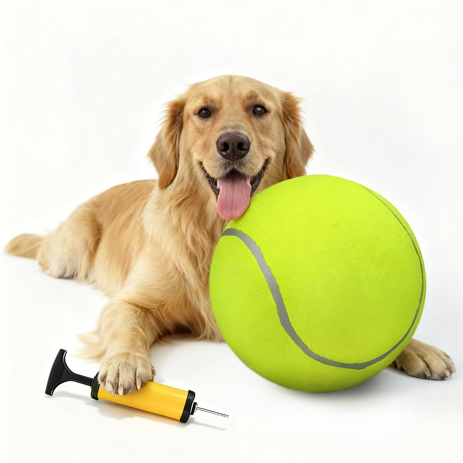 INSUM 9.5 Giant Tennis Ball, Large Dog Toy Ball for Outdoor Play, Birthday for Large Dogs, Great for Exercise/Workouts (Deflat