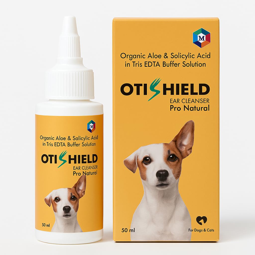Otishield Natural Dog & Cat Ear Cleaner | Organic Aloe & Salicylic Acid | Vet-Recommended Pet Ear Cleanser For Wax, Odor & Itch 