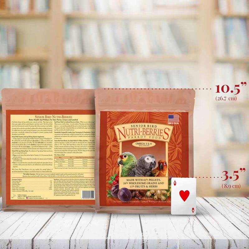 LAFEBERS Senior Bird Nutri-Berries Pet Bird Food, Made with Non-GMO and Human-Grade Ingredients, for Parrots, 3 lb