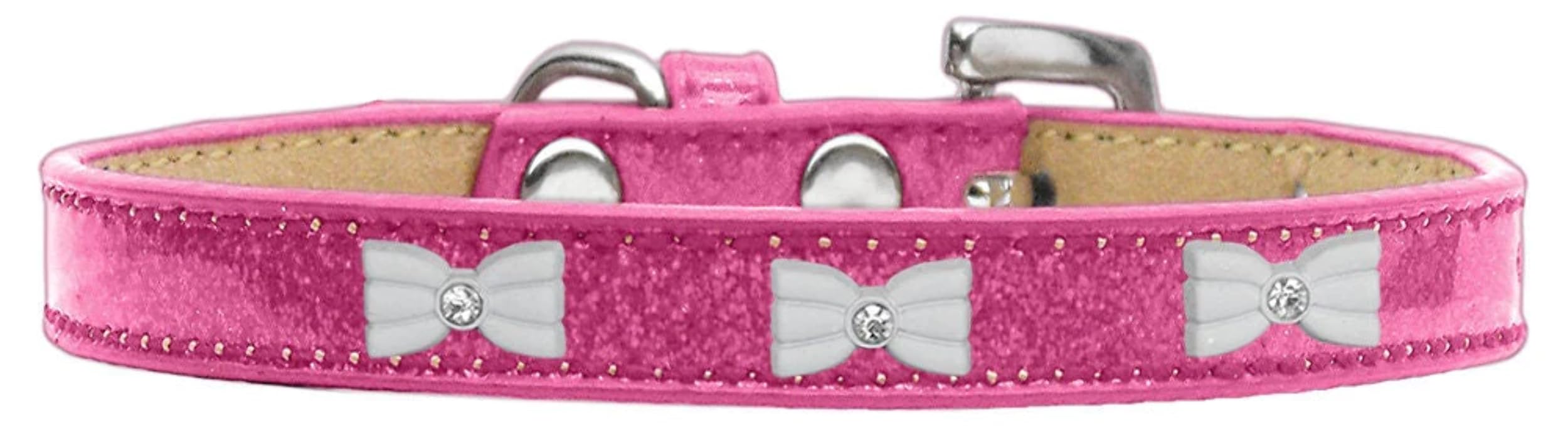 Dog, Puppy & Pet Widget Ice Cream Collar, White Bow Gold 10