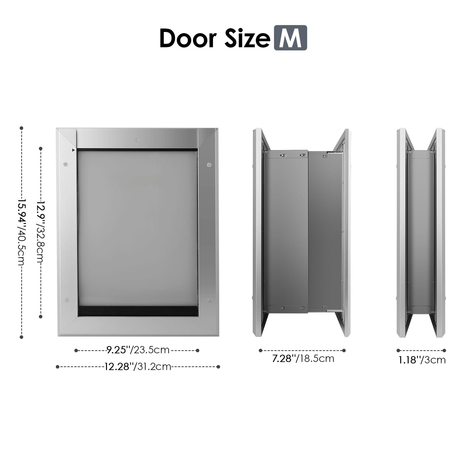 Cowiewie Dog Door For Wall With All-Metal Frame And Telescoping Tunnel, Silicone Flap For Extreme Weather - Medium Size For Pets
