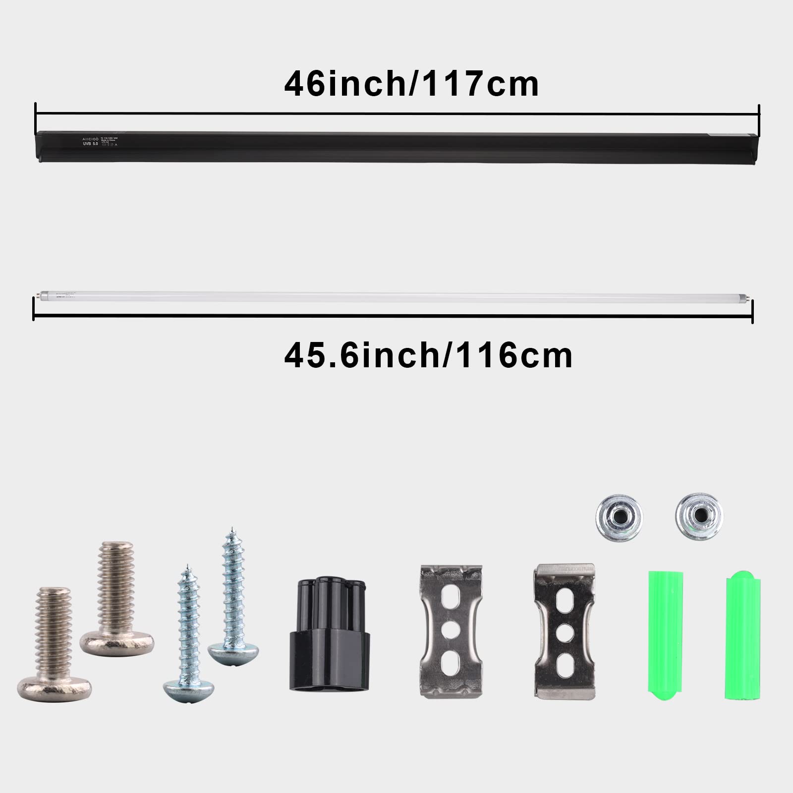 Aiicioo T5 Uvb Lighting Combo Kit 54W - T5 Reptile Light Fixture And 5.0 Uvb Light Bulb For Bearded Dragon Leopard Gecko (46Inch