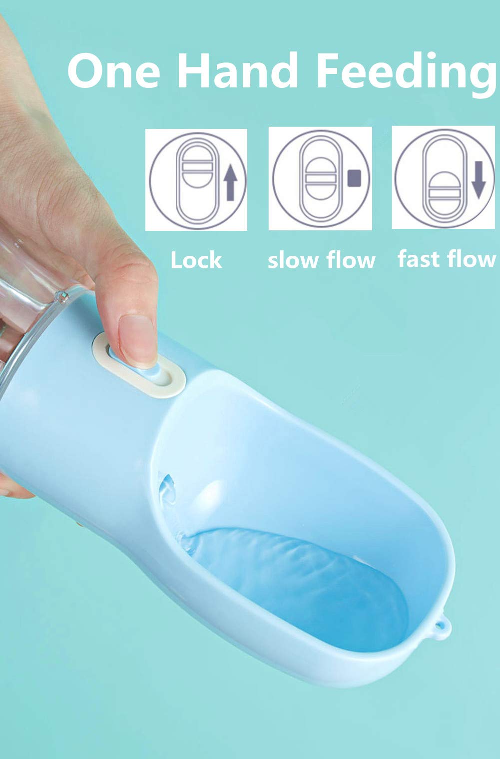 Liphier Portable Dog Travel Water Bottle - Carriable Puppy Water Dispenser For Traveling｜Walking｜Outdoor Activities - Blue