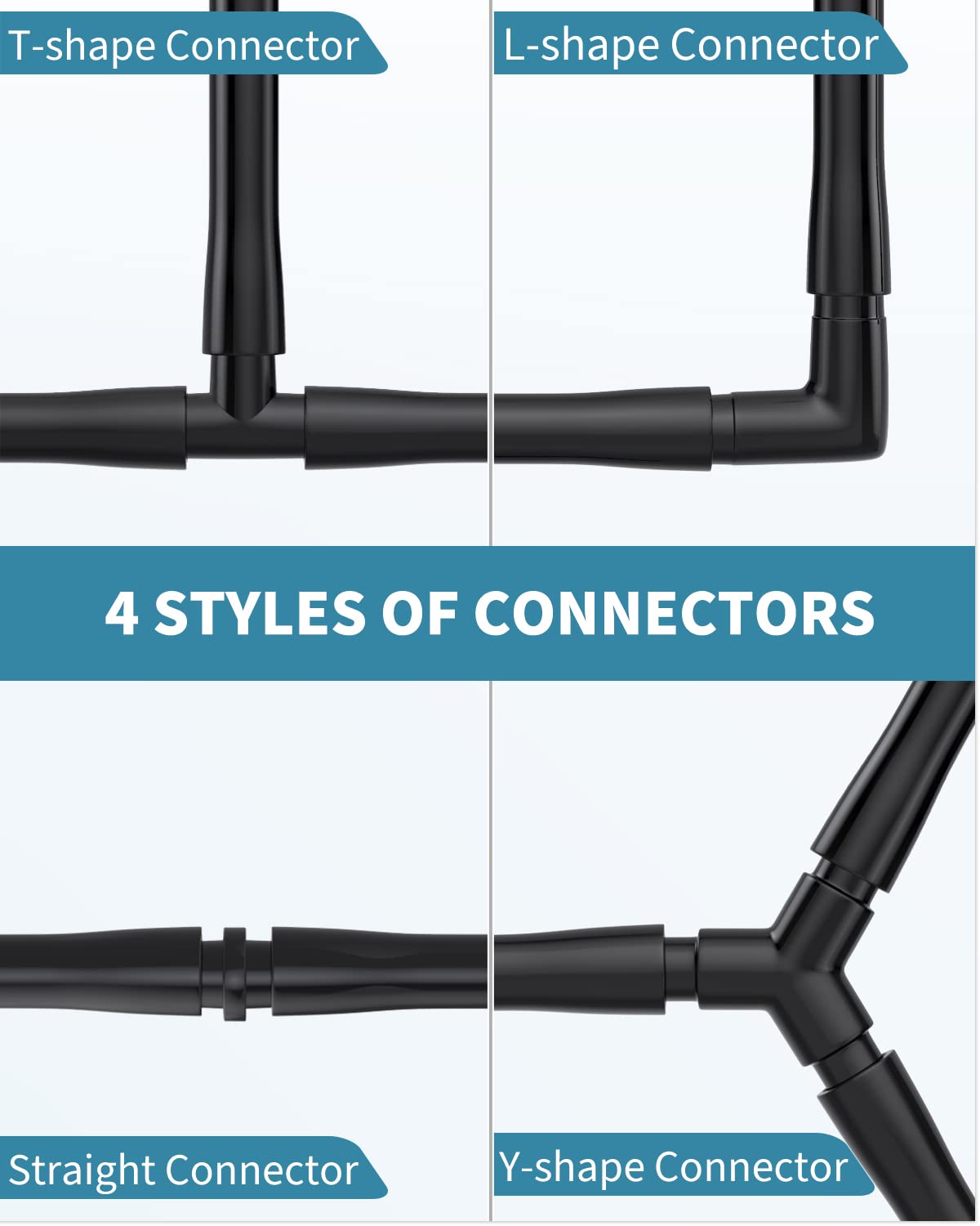 Pawfly 25 Feet Black Airline Tubing Set for Aquariums - PVC Material with Suction Cups, Connectors, and Check Valves