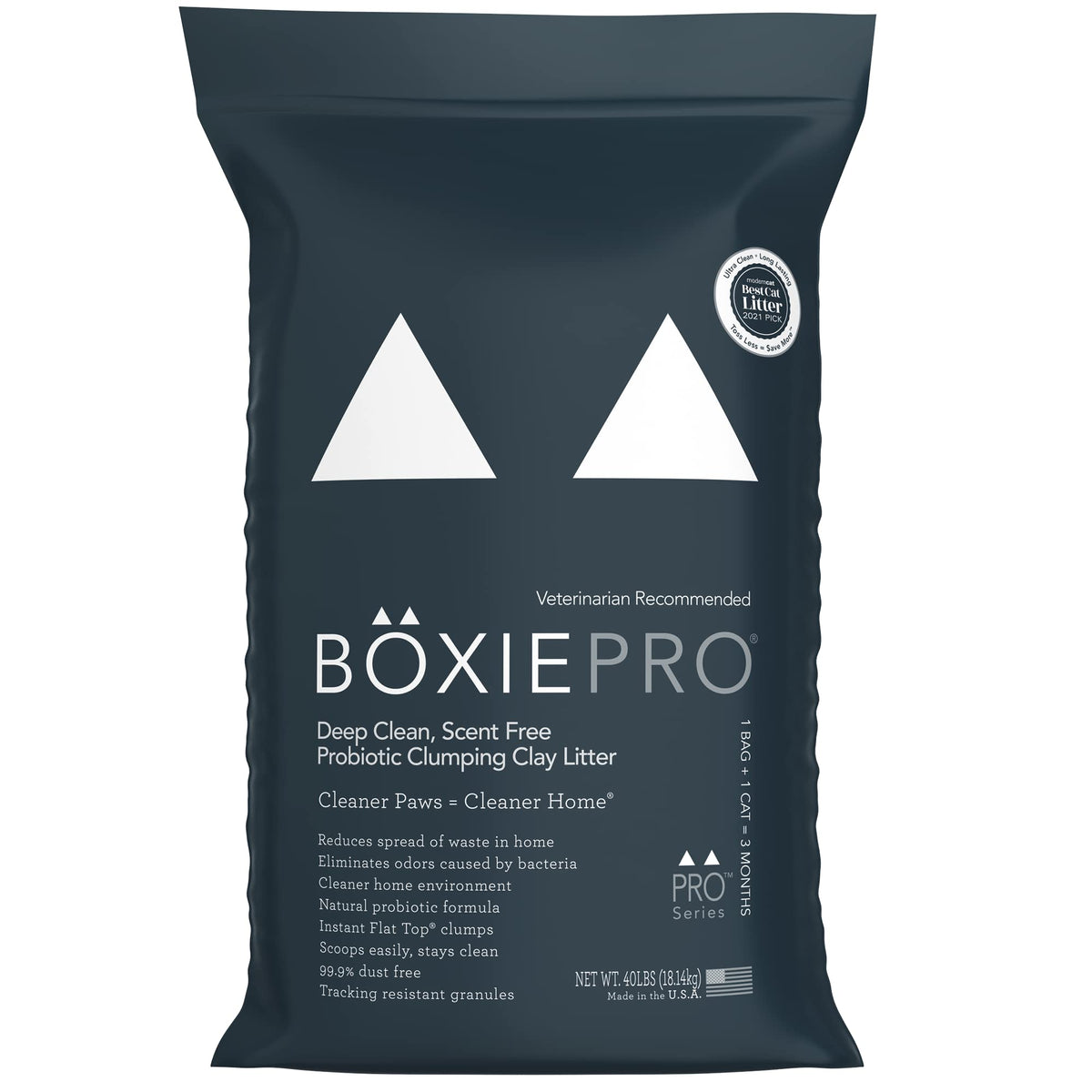 Boxiepro Deep Clean Probiotic Clumping Clay Cat Litter -Scent Free- 40 Lb- Cat Activated Probiotics- Longer Lasting Odor Control