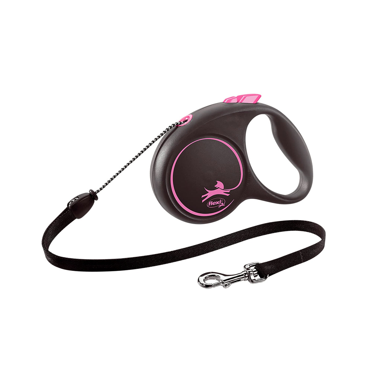 Flexi Black Design Cord Pink Medium 5M Retractable Dog Leash/Lead For Dogs Up To 20Kgs/44Lbs