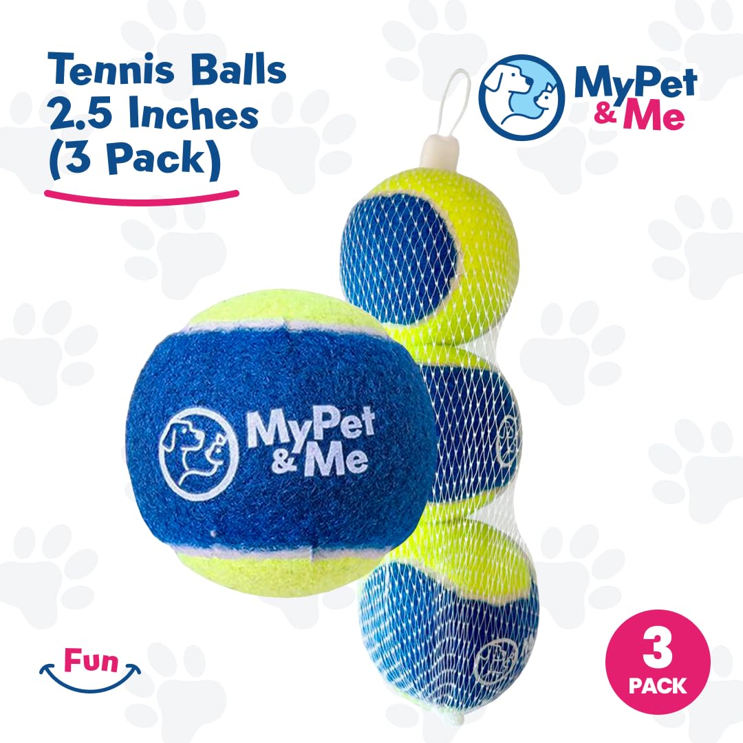 My Pet & Me - Durable Dog Tennis Balls - 2.5-Inch | Bouncy, Chew-Resistant Dog Toys For Fetch, Teething, Indoor & Outdoor Play |