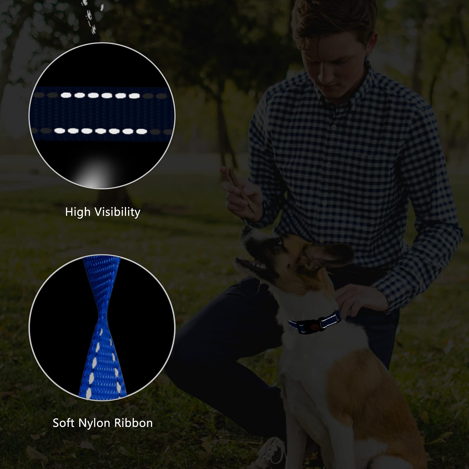 Martingale Dog Collar And Leash Set Martingale Collars For Dogs Reflective Martingale Collar For Small Medium Large Dogs(Blue&L)