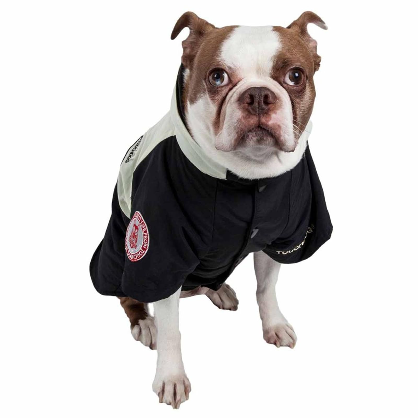 TOUCHDOG 'Mount Pinnacle' Waterproof and Windproof Fashion Designer Insulated Pet Dog Coat Ski Jacket Hooded Raincoat, Large, Black
