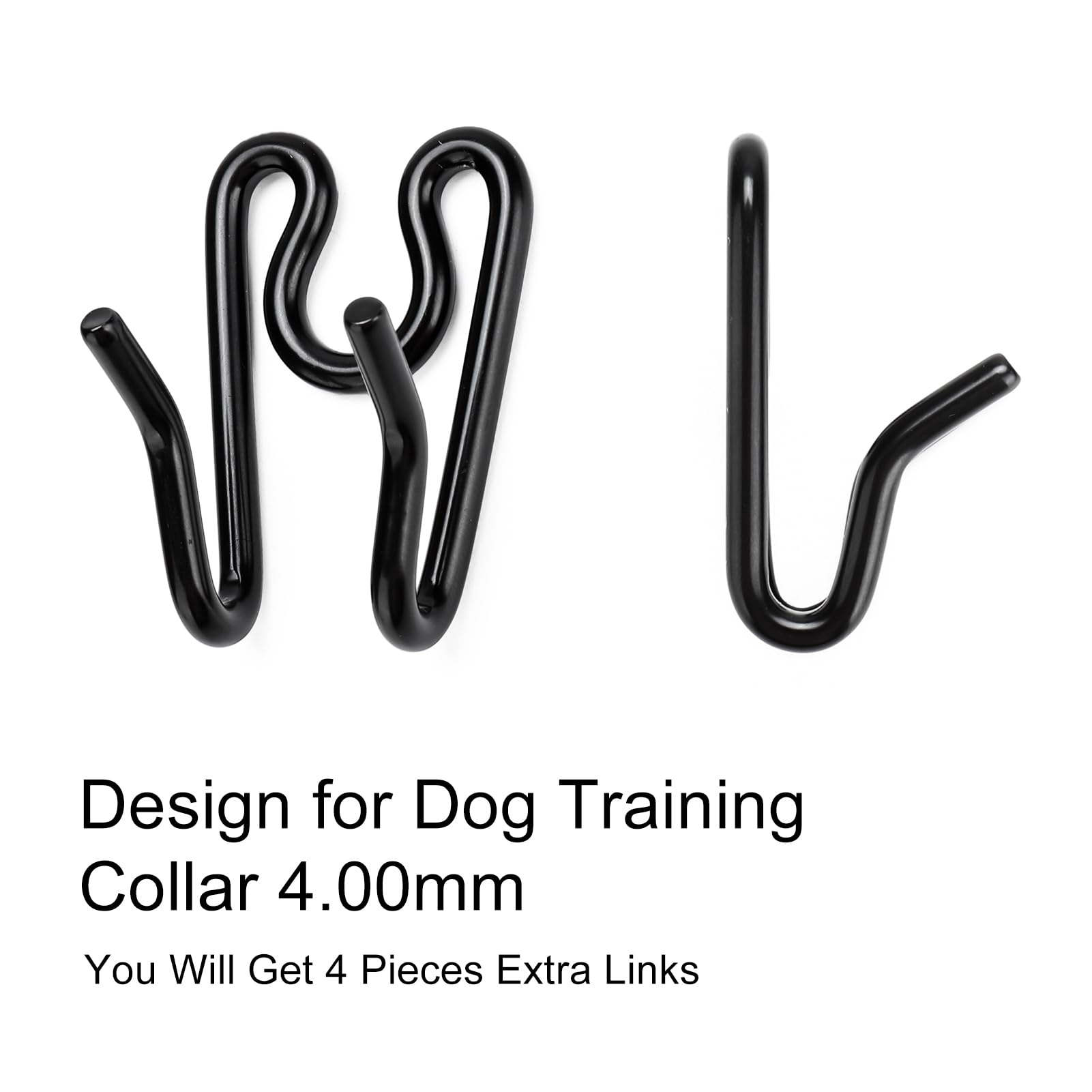 Jipimon Dog Collar Extra Links Designed For Training Collars (4 Pack) Steel Chrome Plated Dog Training Collar Links (4.00Mm, Bla