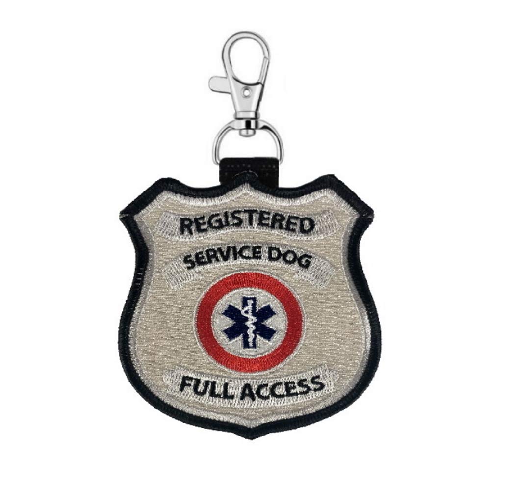 “Registered Service Dog” Identification Patch Tag | Clips On Service Dog Vest, Harness, Collar, Leash Or Carrier | Includes Five Service Dog Handout Cards
