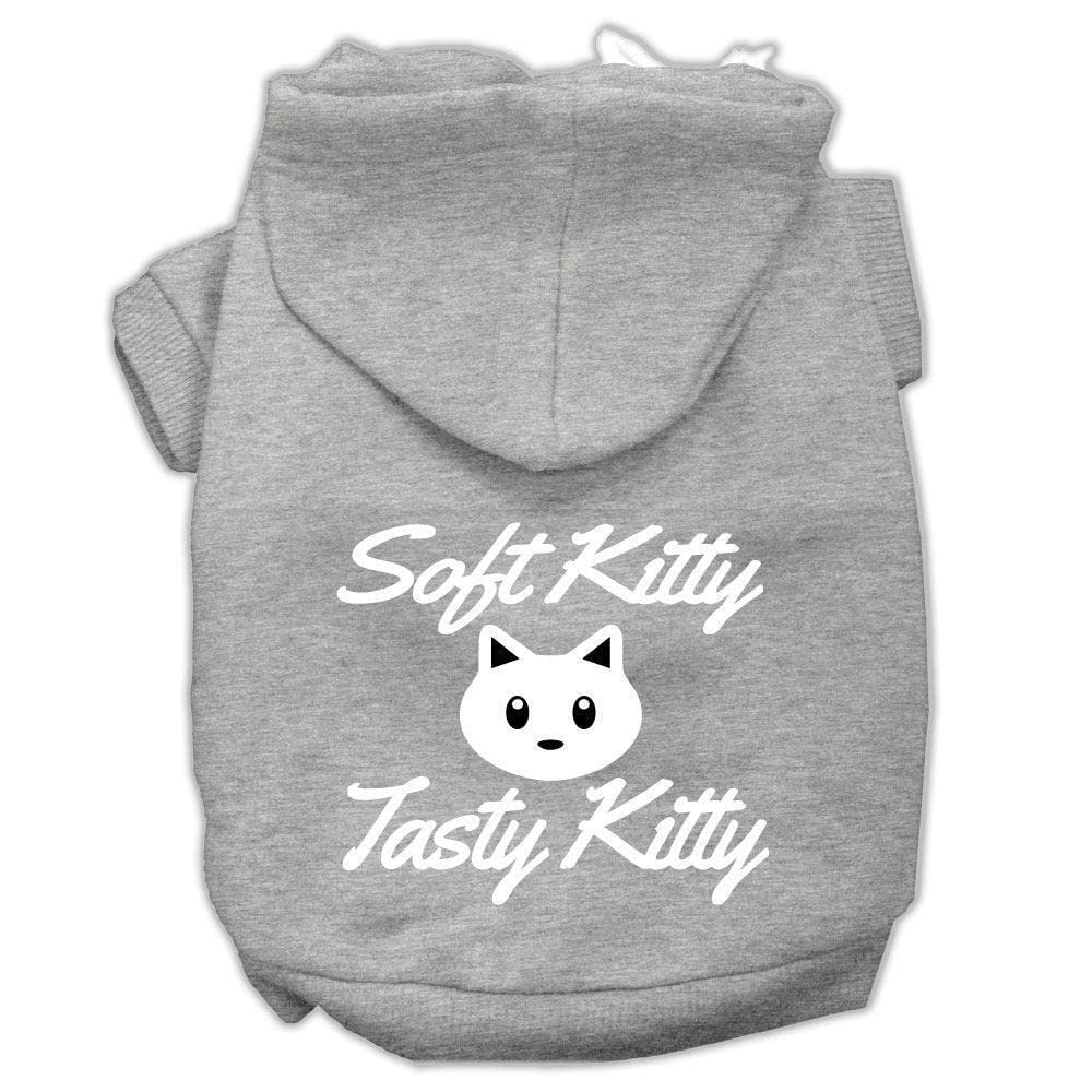 Pet Dog & Cat Hoodie Screen Printed, 'Soft Kitty, Tasty Kitty' Bright Pink Xs (0-3 Lbs.)
