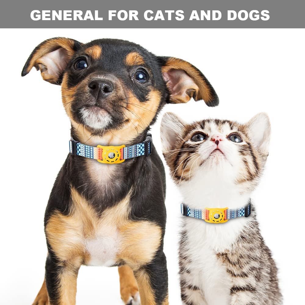 Konity Airtag Cat Collar, Compatible With Apple Airtag, Polyester Pet Kitten Puppy Collar With Silicone Airtag Holder For Small