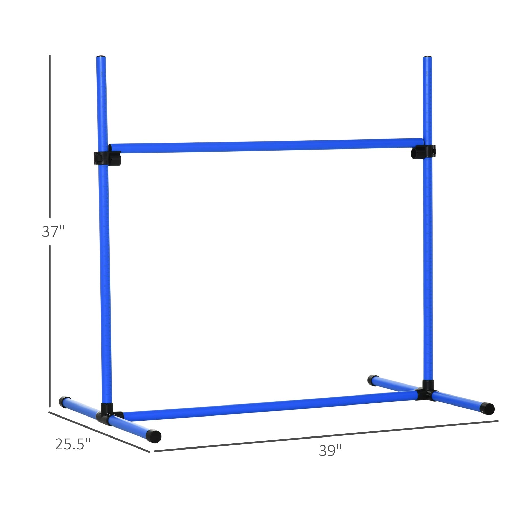 Pawhut 4 Piece Dog Agility Training Equipment For Dog Agility Course With Adjustable Height Jump Bars, Included Carry Bag, & Displacing Top Bar, Blue