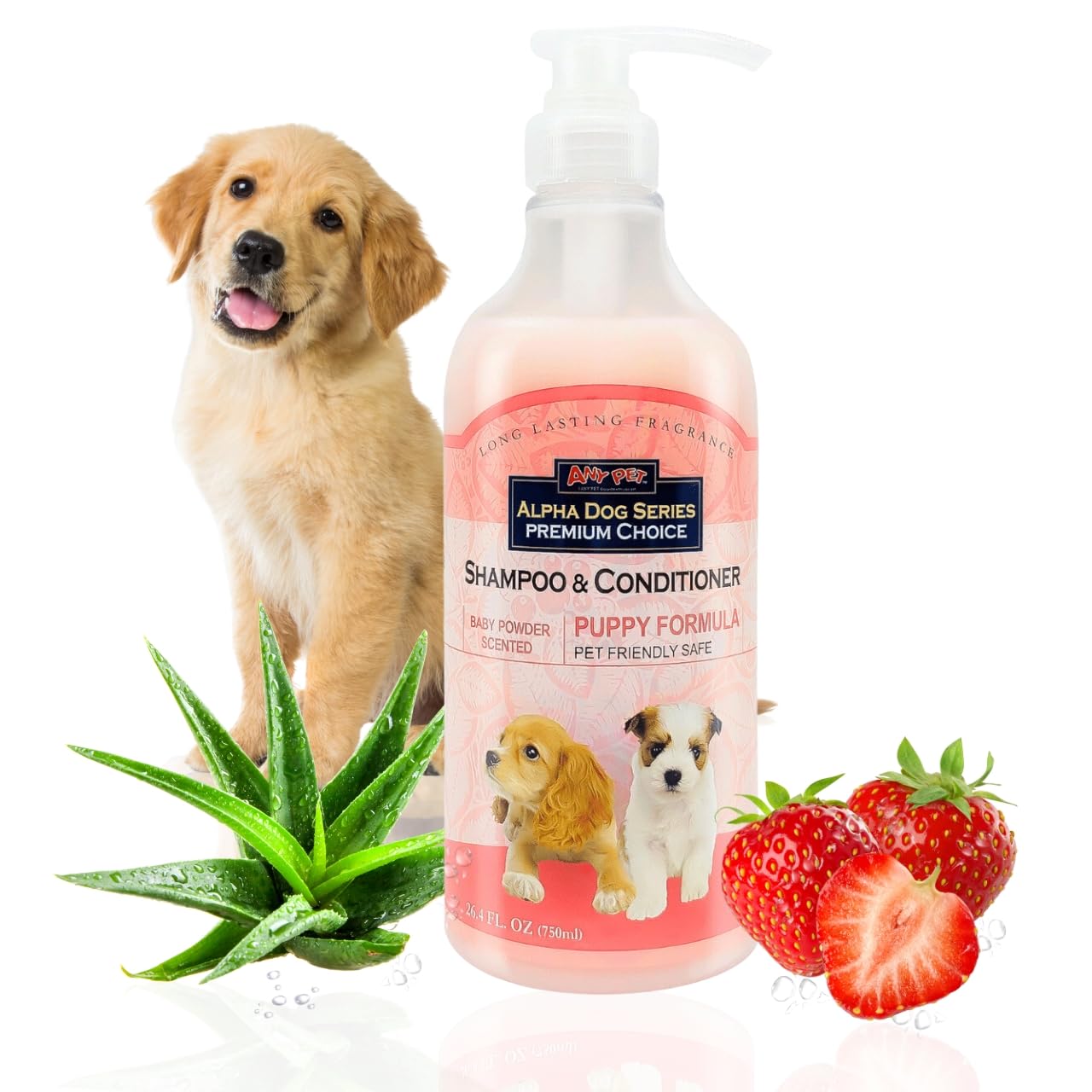 Alpha Dog Series Puppy Grooming Natural Dog Shampoo and Conditioner with Aloe Vera, pH balanced Shampoo for Dogs, Tear-Free, Moi
