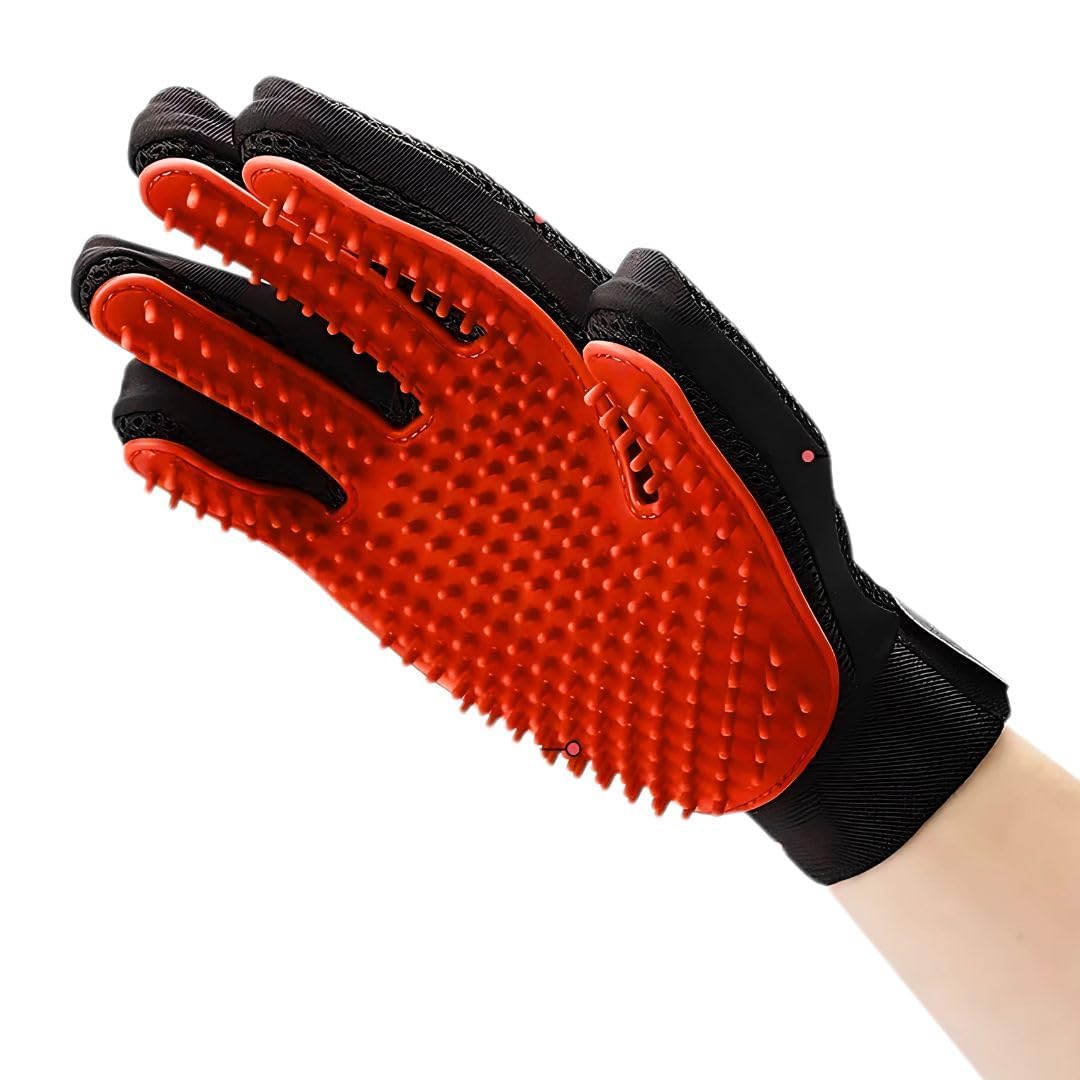 Pet Fun SingleSided Pet Grooming Hand Glove For Dogs & Cats Care  255 Silicone Tips | Deshedding, Massaging & Bathing Rubber G
