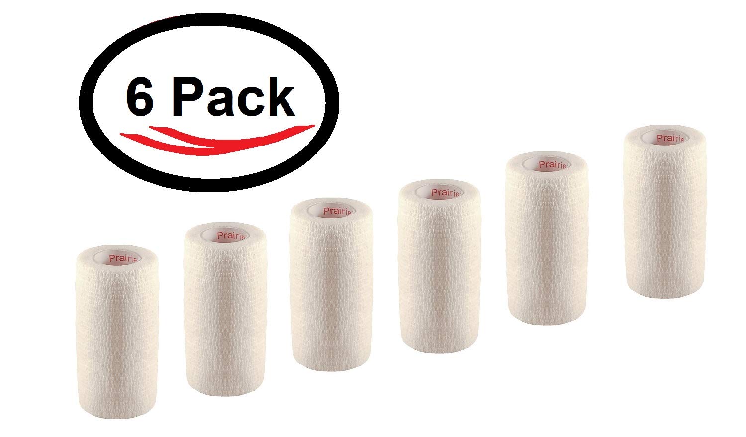 3 Inch Vet Wrap Tape Bulk (White) (Pack of 6) Self Adhesive Adherent Adhering Flex Bandage Grip Roll for Dog Cat Pet Horse